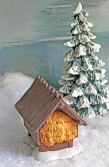Department 56 Barn with Hay. Brown Roof Barn, Christmas Village Accessory. - Tampa Home & Garden Store
