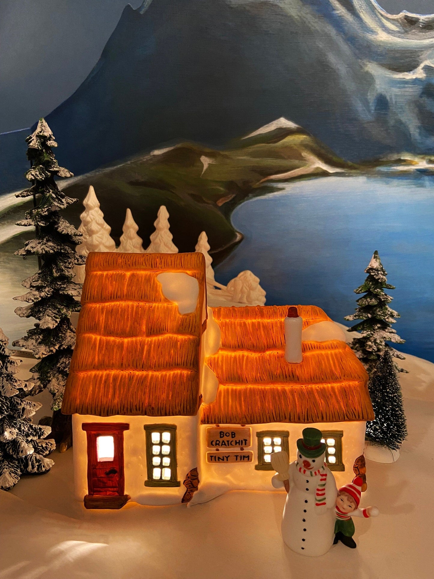 Department 56 Christmas Village Accessories. Illuminated Cottage of Bob Cratchit and Tiny Tim. Dicken's Village Series. - Tampa Home & Garden Store