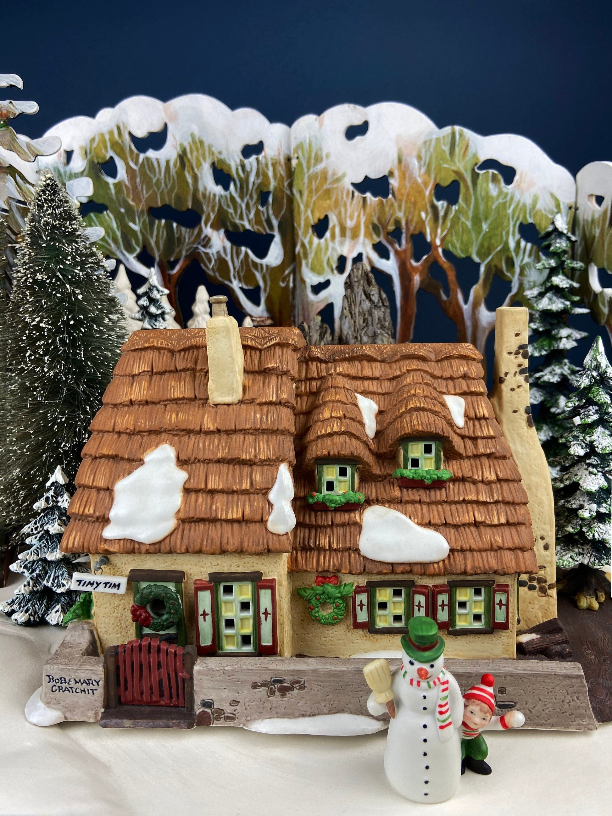 Department 56 Christmas Village Accessories. Illuminated Cottage of Bob Cratchit and Tiny Tim. Dicken's Village Series. - Tampa Home & Garden Store