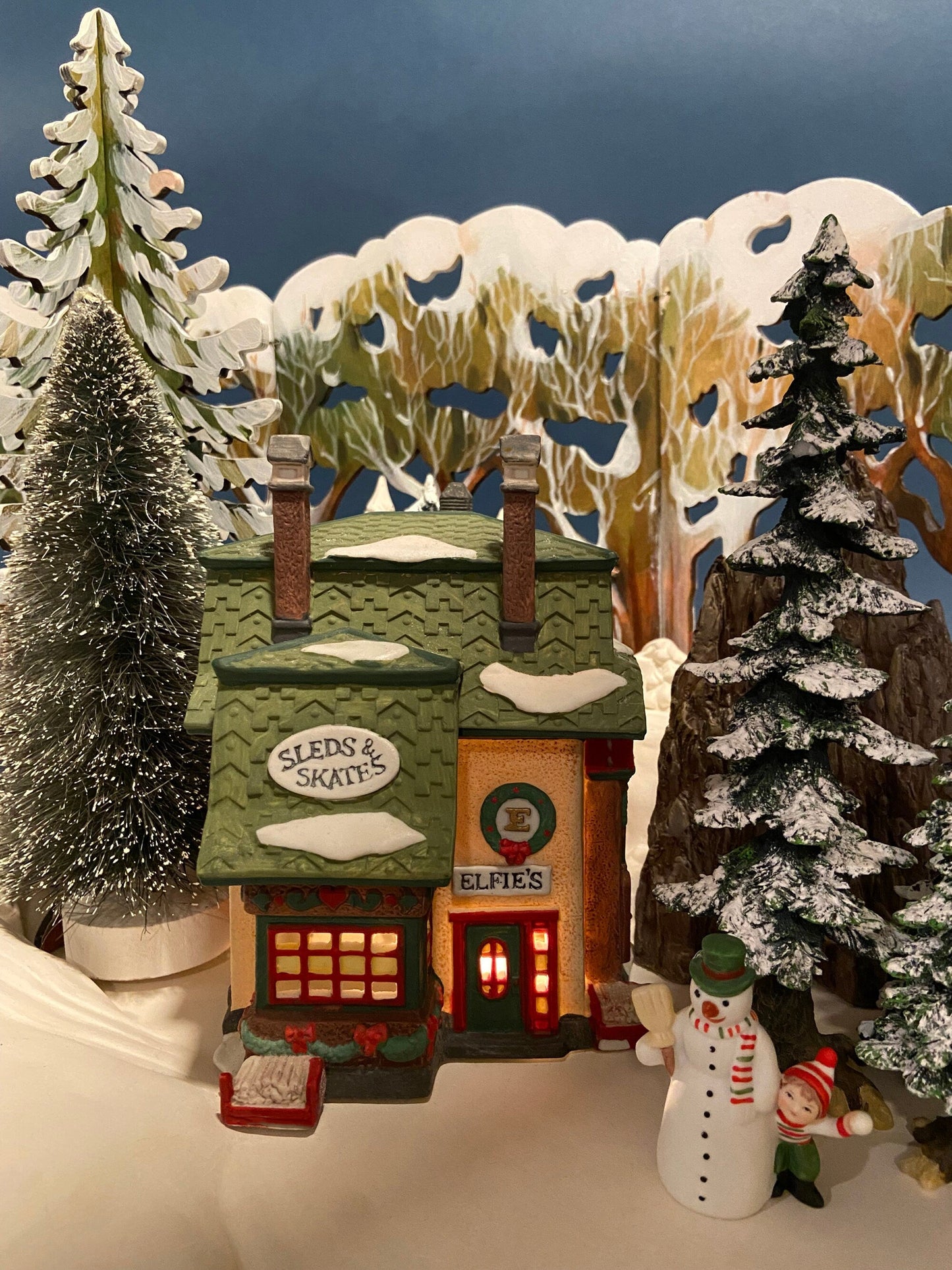 Department 56 Illuminated House. Elfie's Sleds and Skates. North Pole Series. Hand Painted Porcelain Building with Lights. Christmas Decor. - Tampa Home & Garden Store