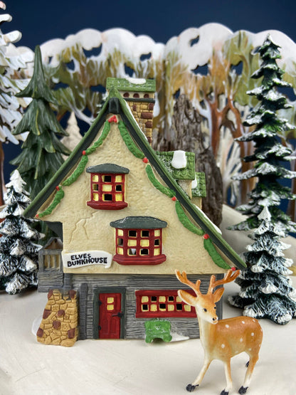 Dept. 56. Elves Bunkhouse.  Illuminated Christmas Village Porcelain House. North Pole Series. Holiday Decor. - Tampa Home & Garden Store