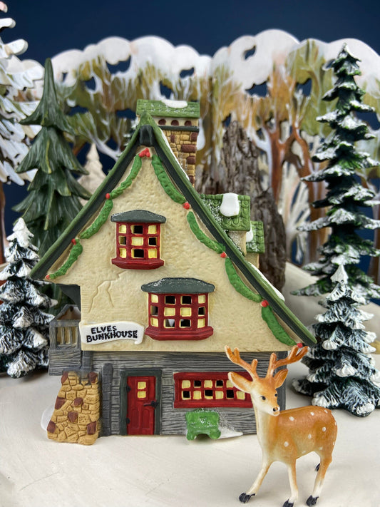 Dept. 56. Elves Bunkhouse.  Illuminated Christmas Village Porcelain House. North Pole Series. Holiday Decor. - Tampa Home & Garden Store