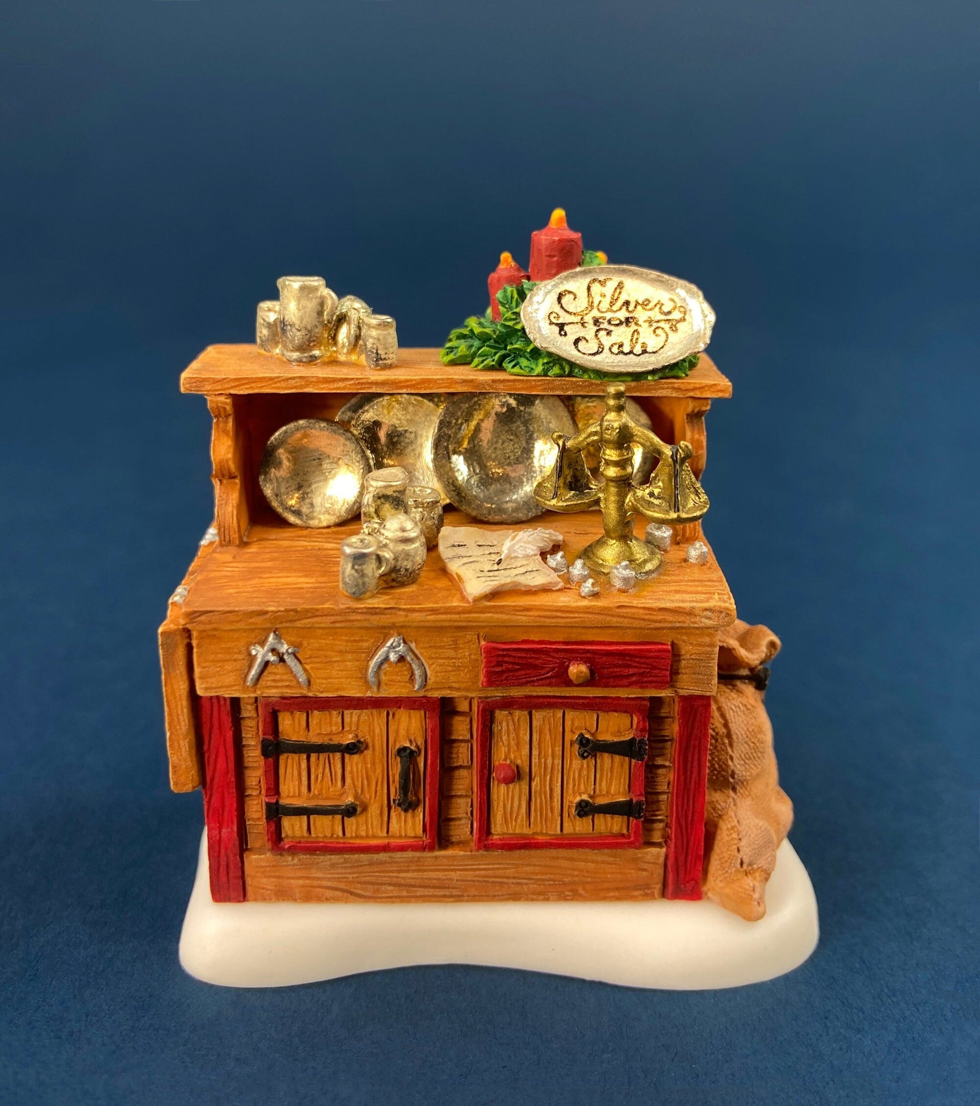 Dept. 56 Figurines. Silver for Sale. Christmas Village Accessories. Silverware Vendor & Cabinet with Silver. New England Village Series. - Tampa Home & Garden Store
