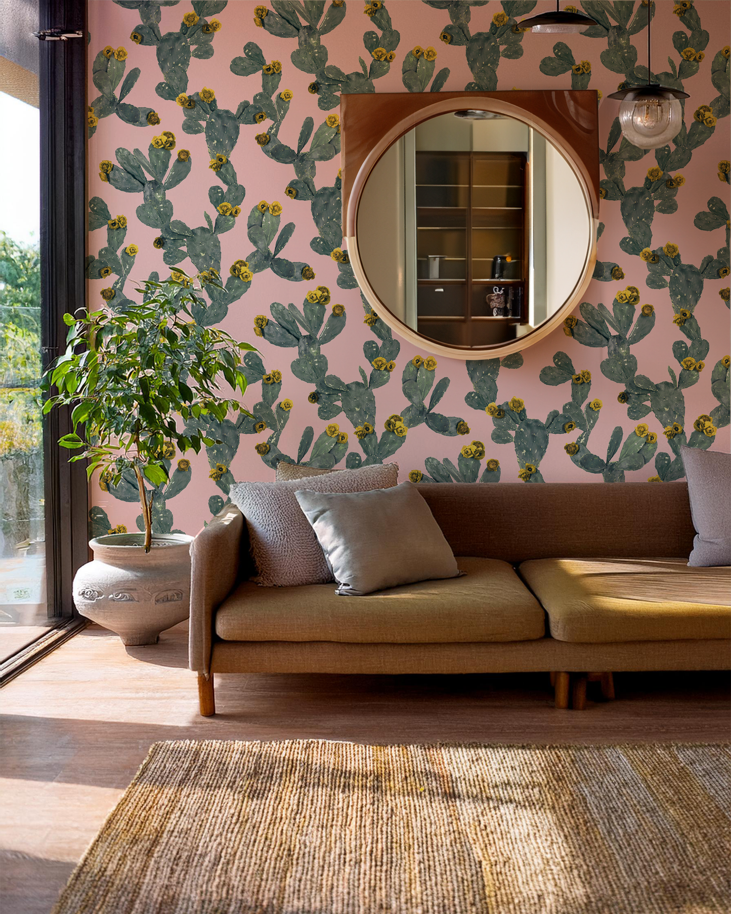 Desert Blooms Wallpaper, pink and yellow - Tampa Home & Garden Store