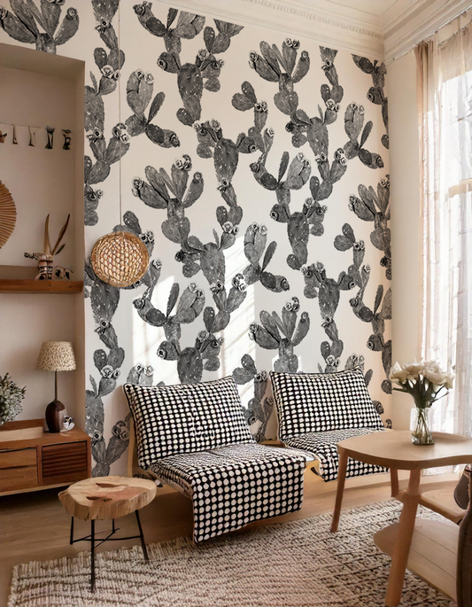 Desert Blooms Wallpaper, white and black - Tampa Home & Garden Store
