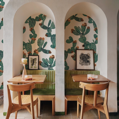 Desert Blooms Wallpaper, white and terra cotta - Tampa Home & Garden Store