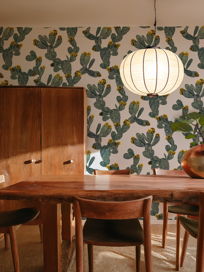 Desert Blooms Wallpaper, white & yellow - Tampa Home & Garden Store