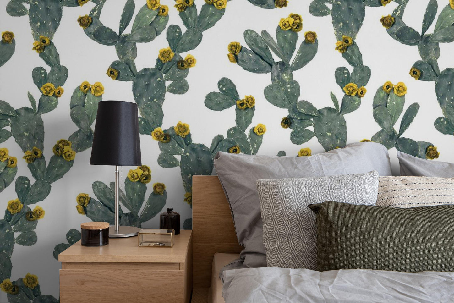 Desert Blooms Wallpaper, white & yellow - Tampa Home & Garden Store