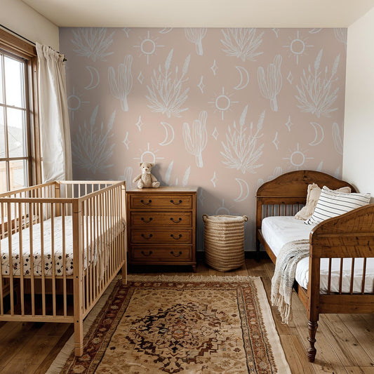 Desert Sky Wallpaper, large pattern, clay and white - Tampa Home & Garden Store