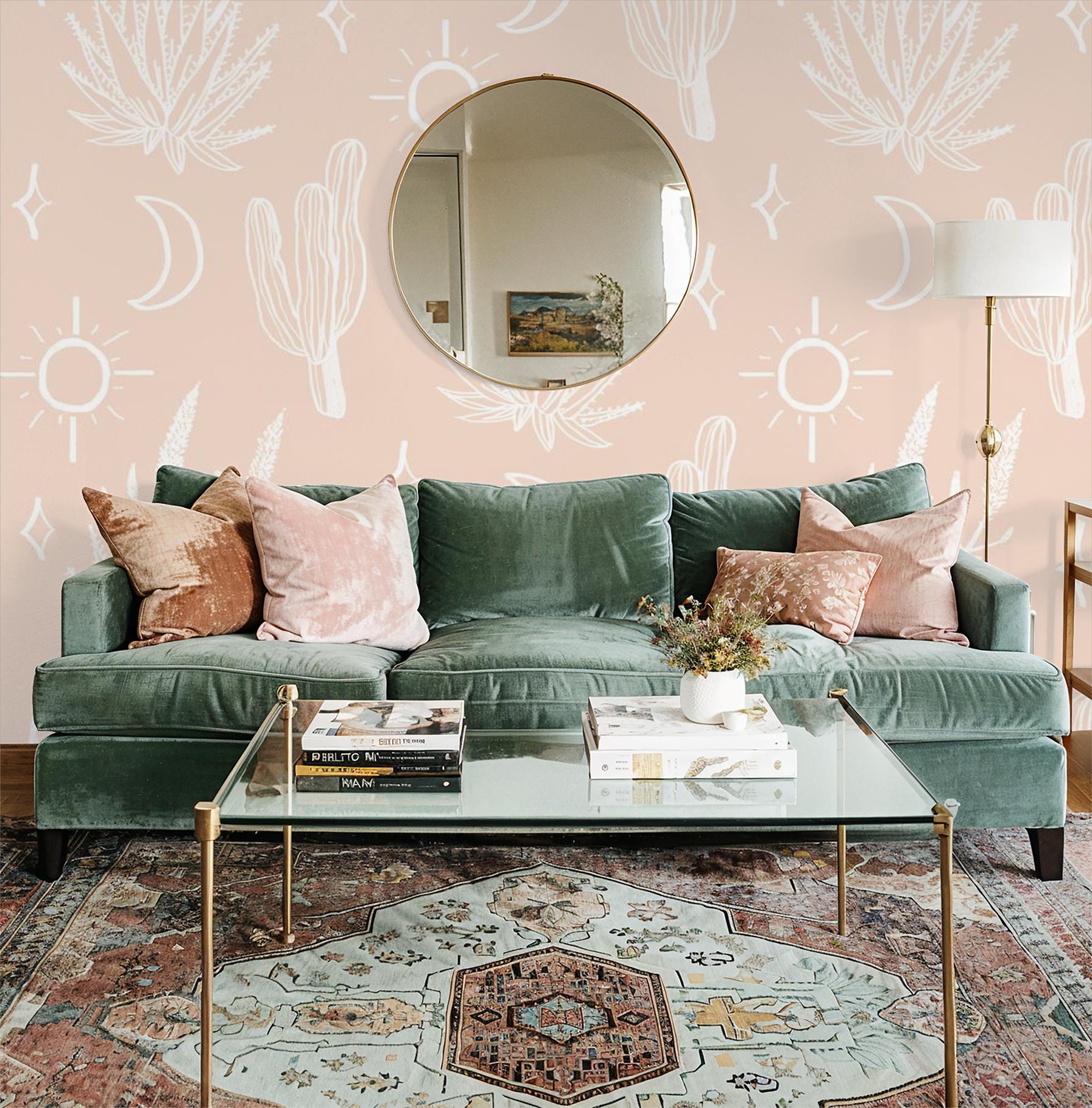 Desert Sky Wallpaper, large pattern, clay and white - Tampa Home & Garden Store
