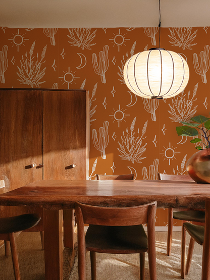 Desert Sky Wallpaper, large pattern, orange and white - Tampa Home & Garden Store