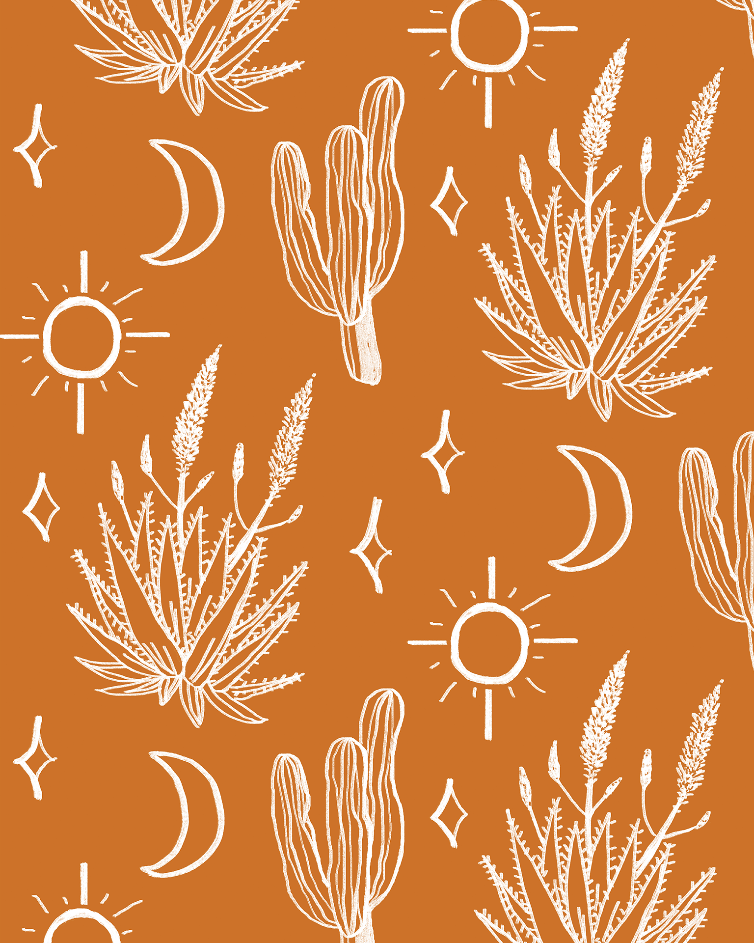 Desert Sky Wallpaper, large pattern, orange and white - Tampa Home & Garden Store