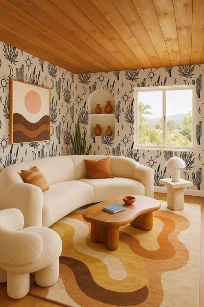 Desert Sky Wallpaper, large pattern, sand and black - Tampa Home & Garden Store