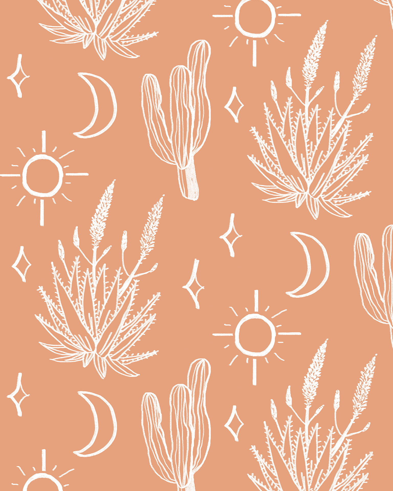 Desert Sky Wallpaper, large pattern, terra cotta and white - Tampa Home & Garden Store