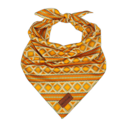 Desert Dream Cooling Bandana by WOLFDOGE, orange aztec print with turquoise accents, pet bandana on Tampa Home & Garden Store