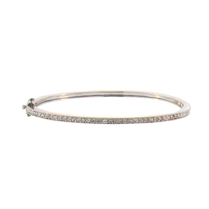 Glamour Pave Stackable Bangle - Half-Pavé Hinged eternity bracelet, silver-tone with pavé crystals on Tampa Home & Garden Store