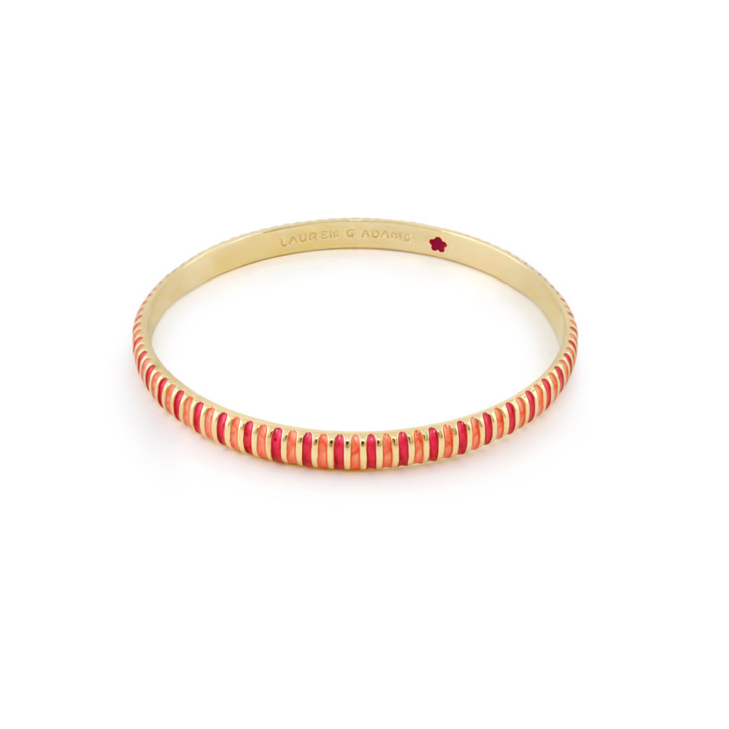 Laguna Links Bangle by Lauren G Adams, gold slip-on bracelet with red enamel accents on Tampa Home & Garden Store