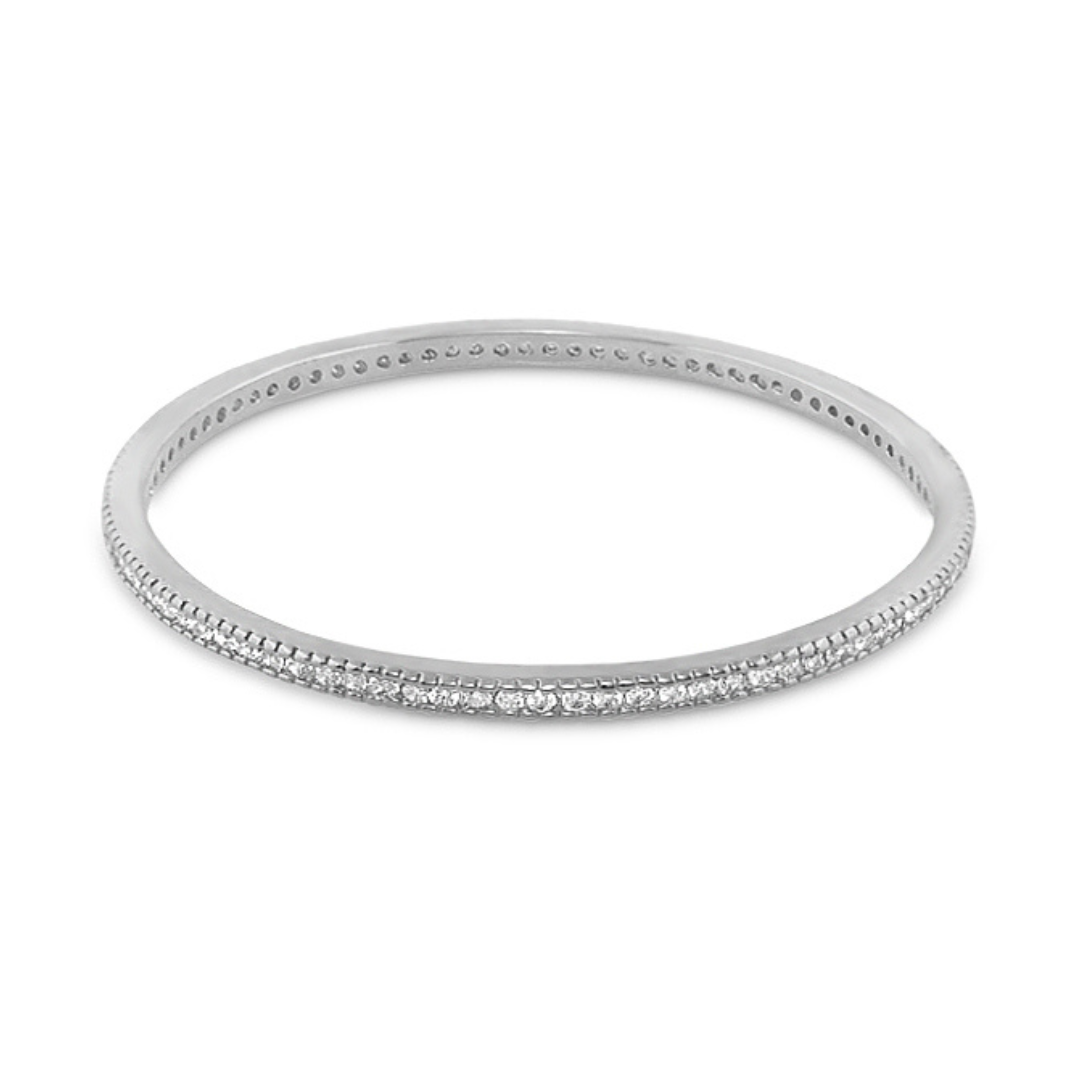 Glamour Pave Stackable Bangle, silver tone slip-on bracelet with pavé crystals by Lauren G Adams on Tampa Home & Garden Store