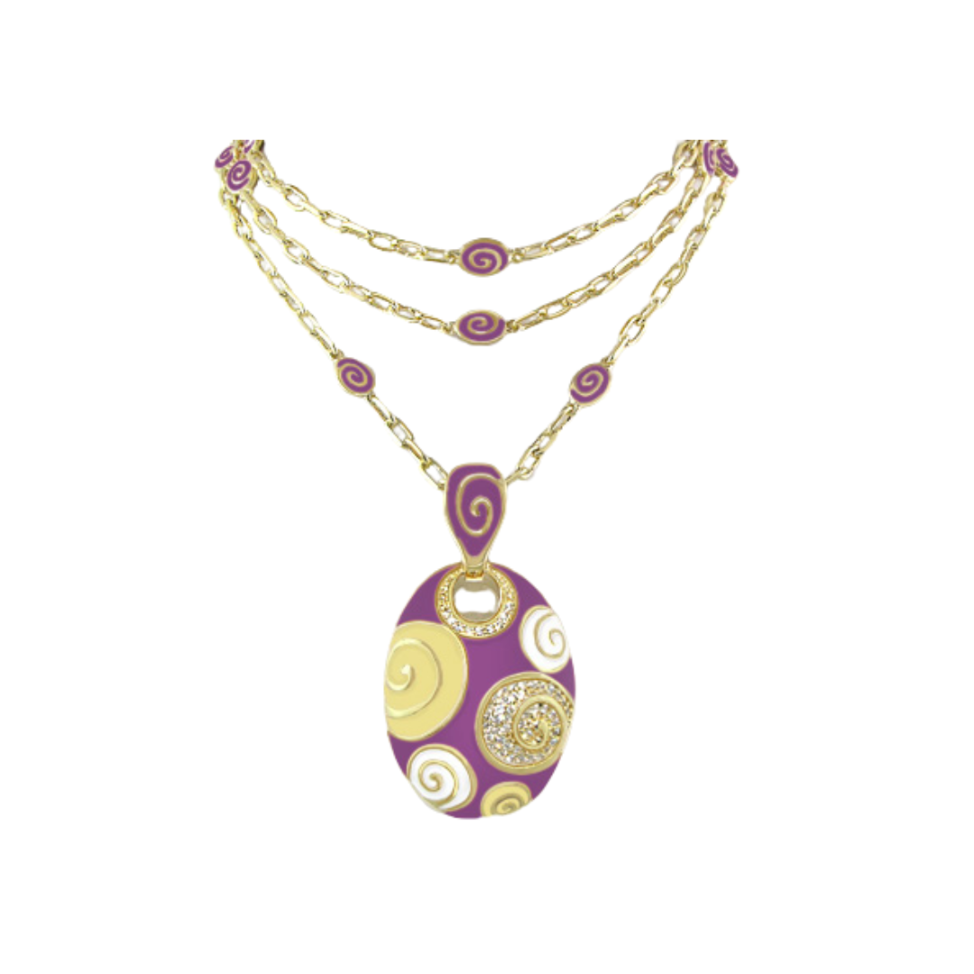 Signature Swirl Necklace Lauren G Adams purple oval pendant with swirls on a gold chain on Tampa Home & Garden Store