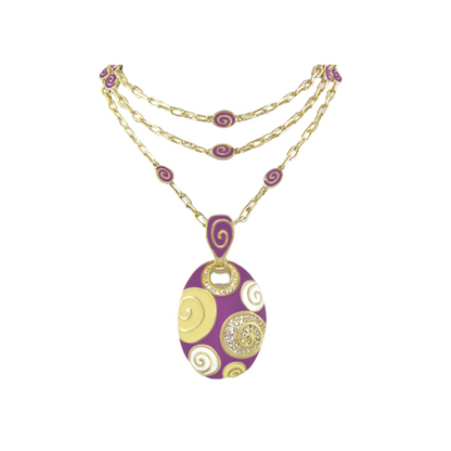 Signature Swirl Necklace Lauren G Adams purple oval pendant with swirls on a gold chain on Tampa Home & Garden Store