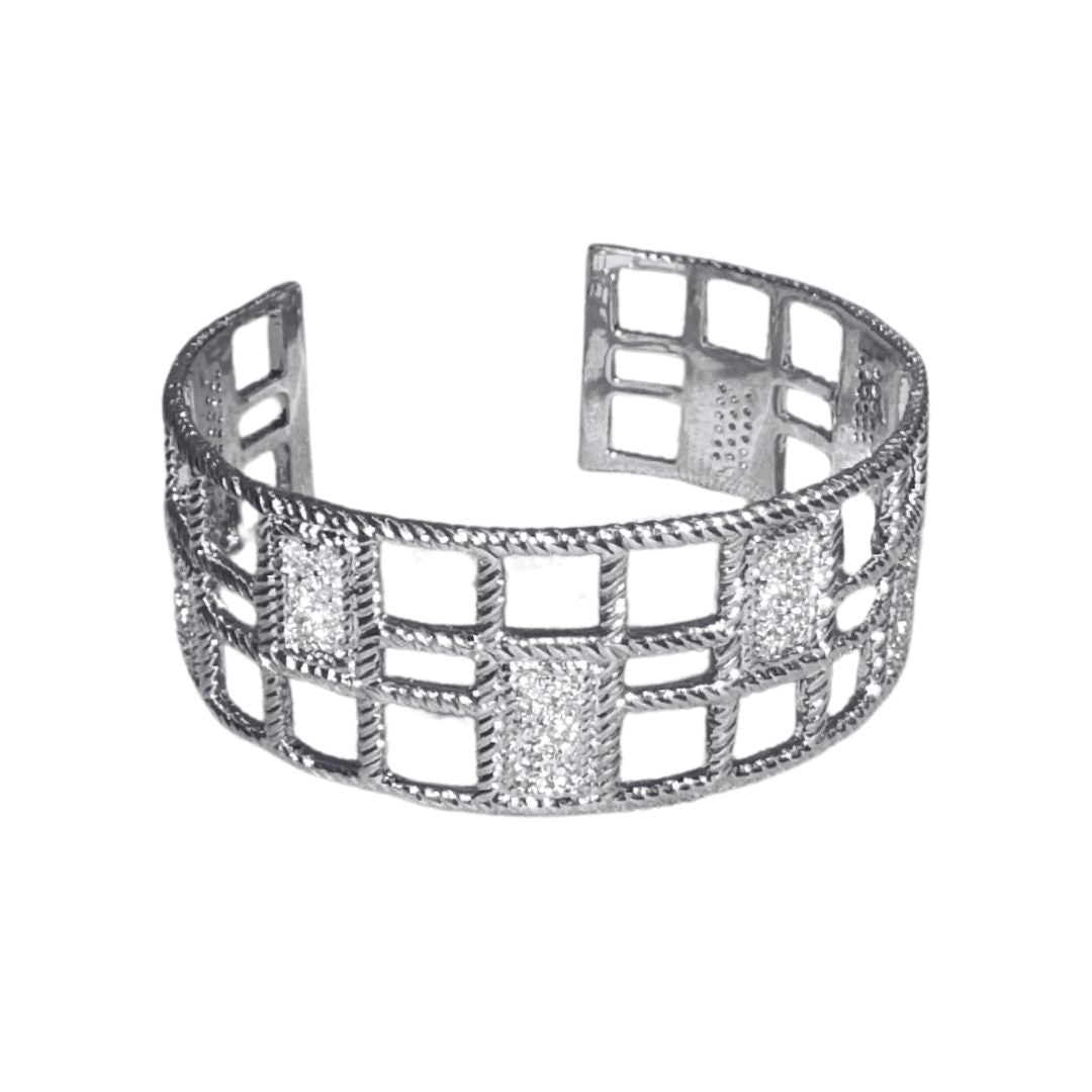 Squares Bangle cuff bracelet in silver with square cutouts by Lauren G Adams on Tampa Home & Garden Store