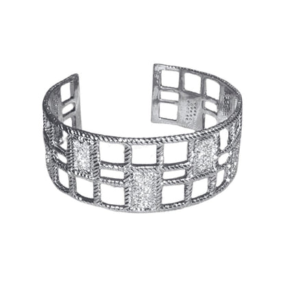Squares Bangle cuff bracelet in silver with square cutouts by Lauren G Adams on Tampa Home & Garden Store