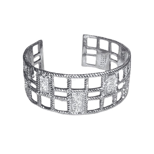 Squares Bangle cuff bracelet in silver with square cutouts by Lauren G Adams on Tampa Home & Garden Store