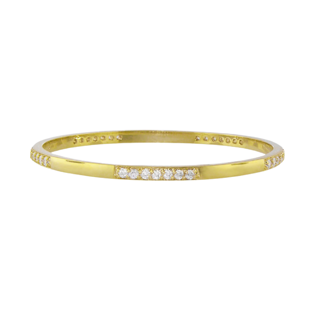 a Refined Solitaire Stackable Bangle In Gold