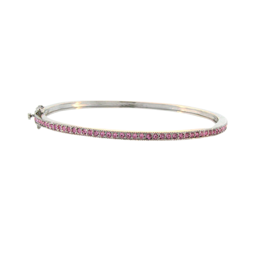 Glamour pave stackable bangle with half-pave hinge and pink pave stones by Lauren G Adams on Tampa Home & Garden Store