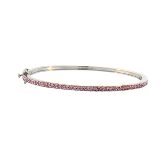 Glamour pave stackable bangle with half-pave hinge and pink pave stones by Lauren G Adams on Tampa Home & Garden Store