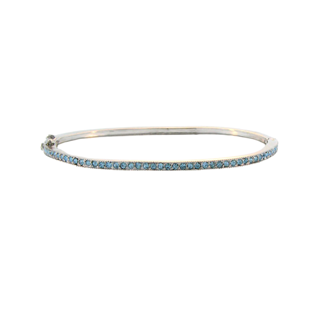 Glamour Pave Stackable Bangle half-pavé hinge silver bracelet blue pavé stones Lauren G Adams on Tampa Home & Garden Store