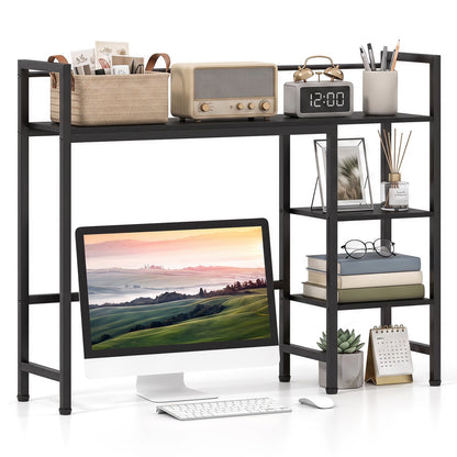 DirectDeals Desktop Bookshelf 38.5in black metal storage rack with top basket and shelves on Tampa Home & Garden Store