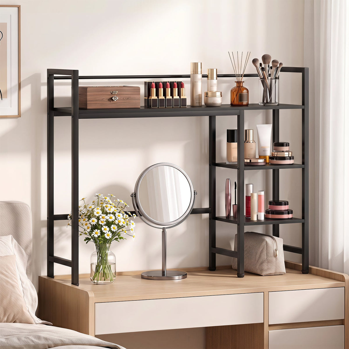 Desktop Bookshelf 38.5-inch DirectDeals black metal vanity storage organizer on Tampa Home & Garden Store