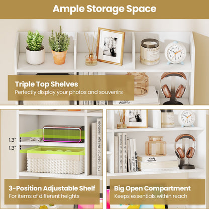 Desktop Bookshelf Countertop Storage Hutch with 6 Shelves