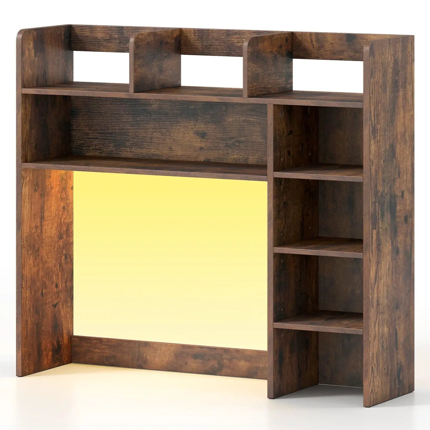 Desktop Bookshelf with LED Lights and Organizer