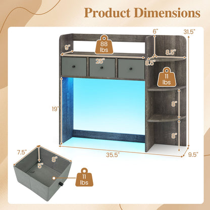 Desktop Bookshelf with LED Lights, 5-tier storage and 3 drawers in dark wood finish DirectDeals on Tampa Home & Garden Store