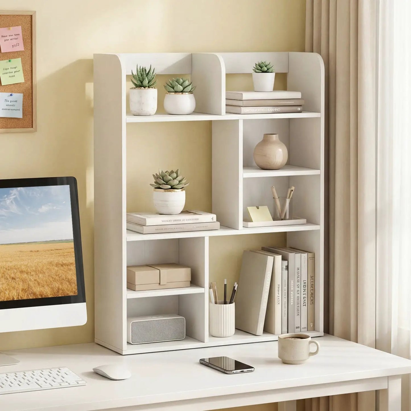 Desktop Display Rack With Eight Open Cubes