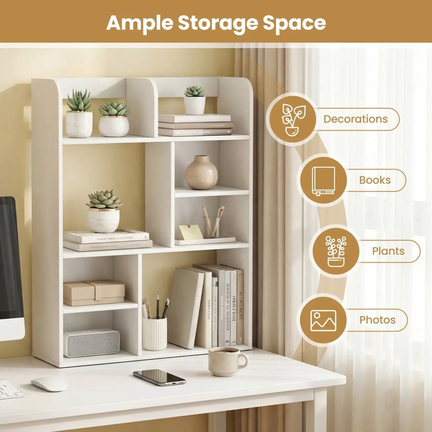 Desktop Display Rack With Eight Open Cubes