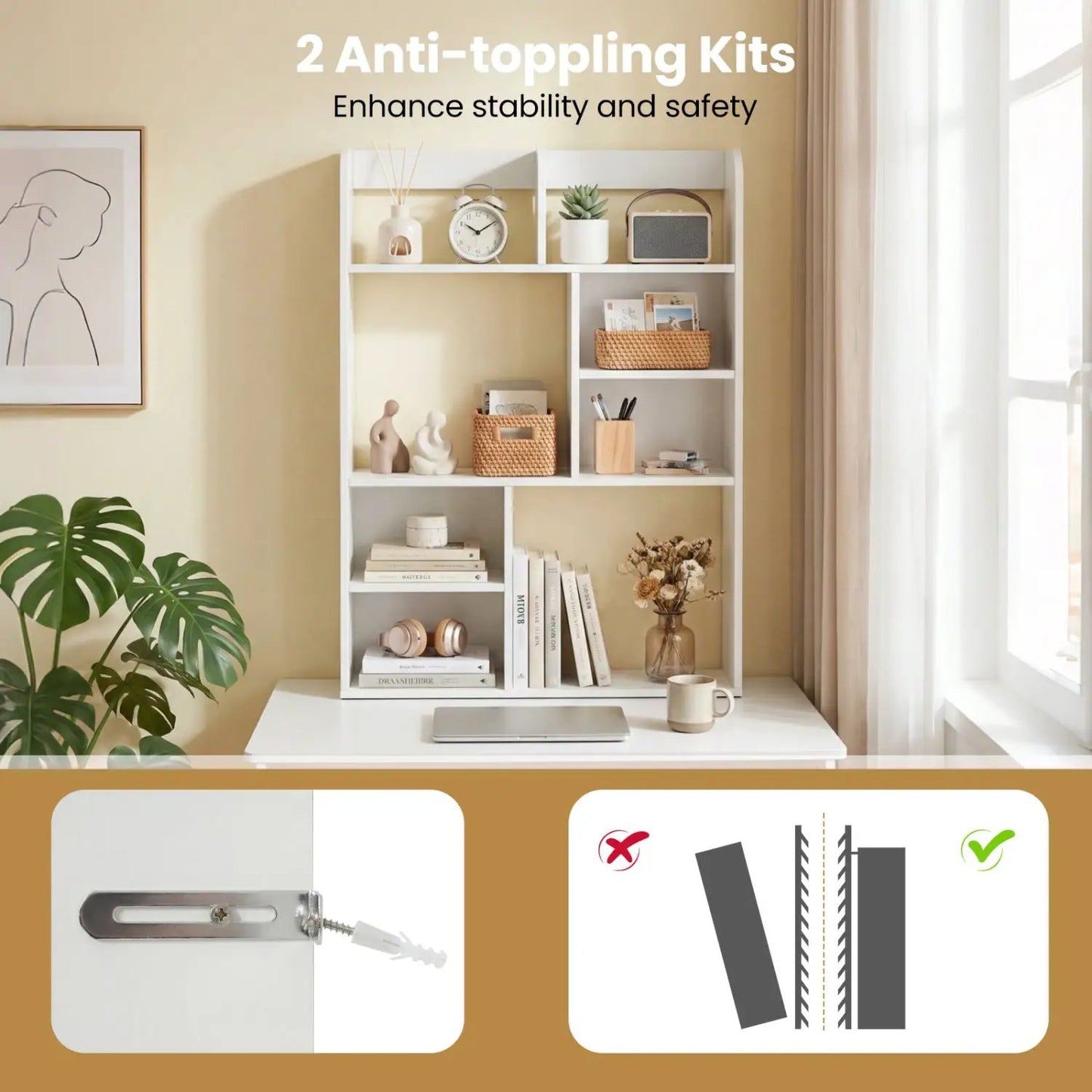 Desktop Display Rack With Eight Open Cubes