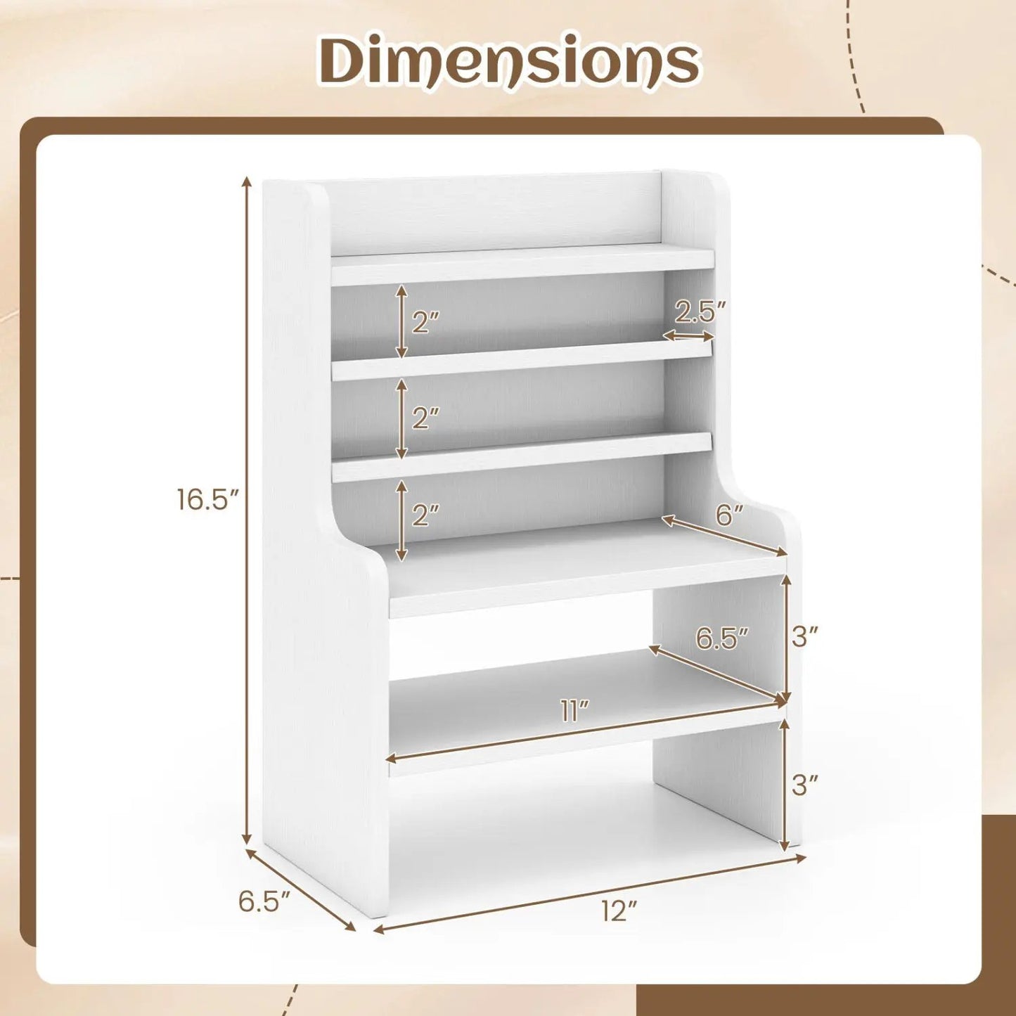 6-Tier Desktop Organizer with Removable Shelves