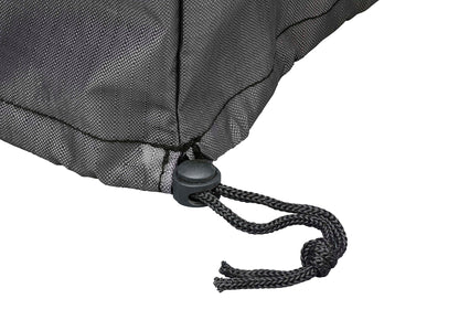 Fire pit cover Mercury by Shield Outdoor Covers in black woven fabric with drawcord on Tampa Home & Garden Store