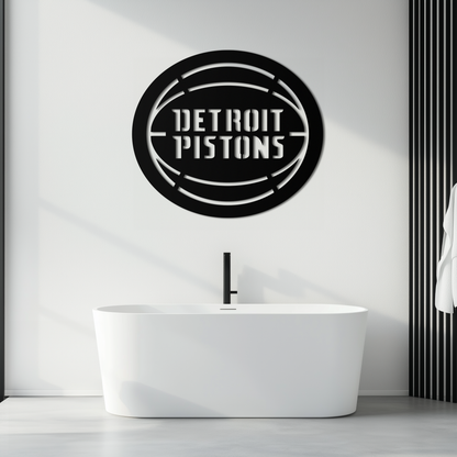 Detroit Pistons Metal Wall Art – Bold Basketball Logo Design for Sports Enthusiasts- KAF673 - Tampa Home & Garden Store