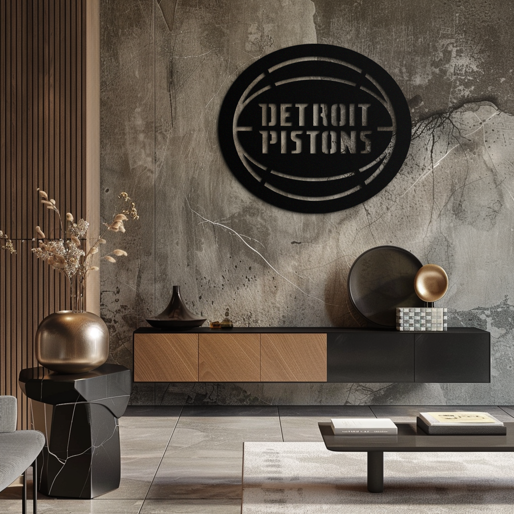Detroit Pistons Metal Wall Art – Bold Basketball Logo Design for Sports Enthusiasts- KAF673 - Tampa Home & Garden Store