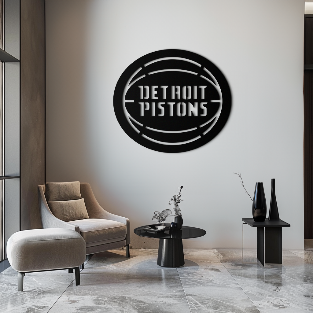 Detroit Pistons Metal Wall Art – Bold Basketball Logo Design for Sports Enthusiasts- KAF673 - Tampa Home & Garden Store