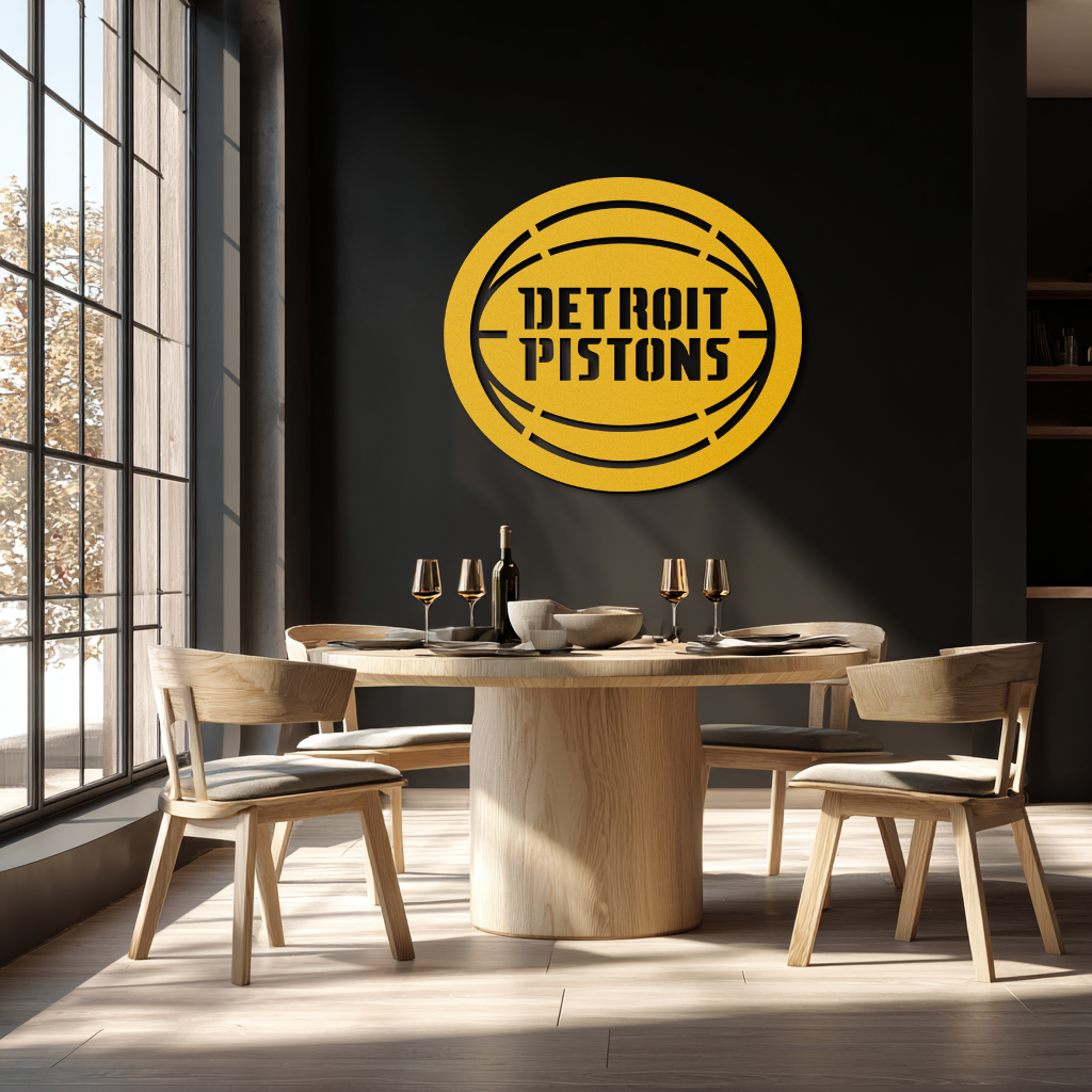 Detroit Pistons Metal Wall Art – Bold Basketball Logo Design for Sports Enthusiasts- KAF673 - Tampa Home & Garden Store