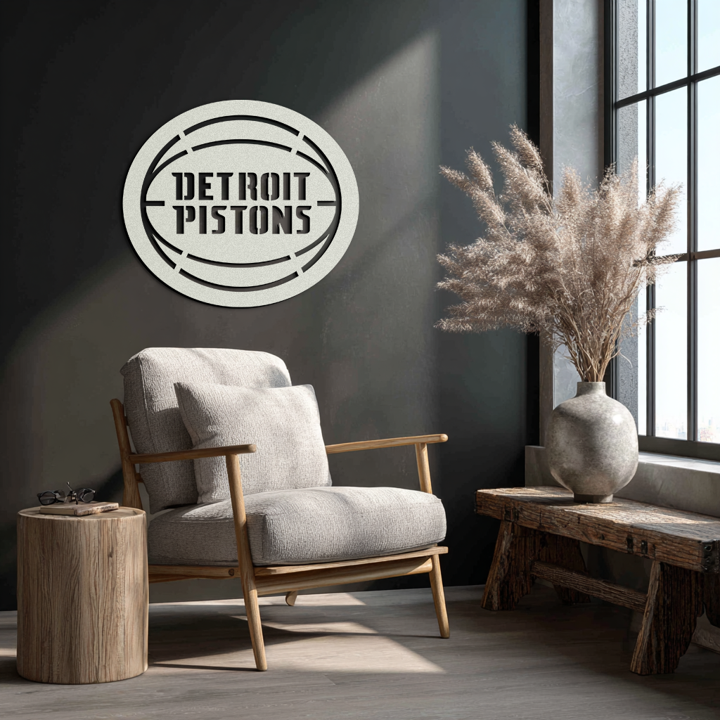 Detroit Pistons Metal Wall Art – Bold Basketball Logo Design for Sports Enthusiasts- KAF673 - Tampa Home & Garden Store