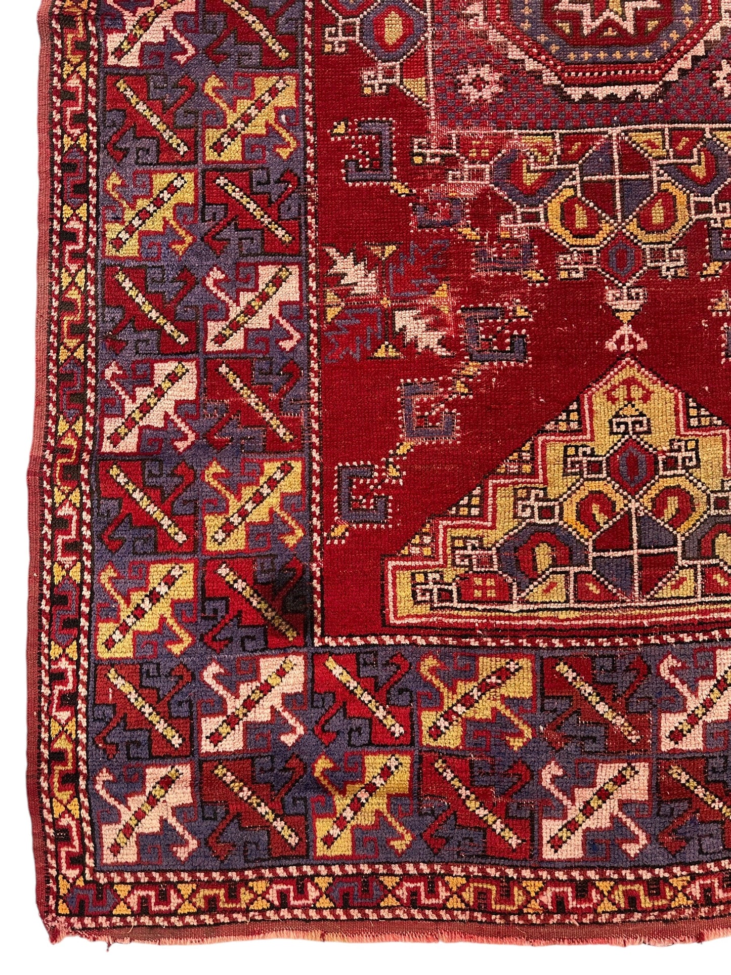 Dezgiri Anatolian Tribal Wool Rug – 5’x8’– Hand-Knotted Red Medallion Rug with Geometric Motifs - Tampa Home & Garden Store
