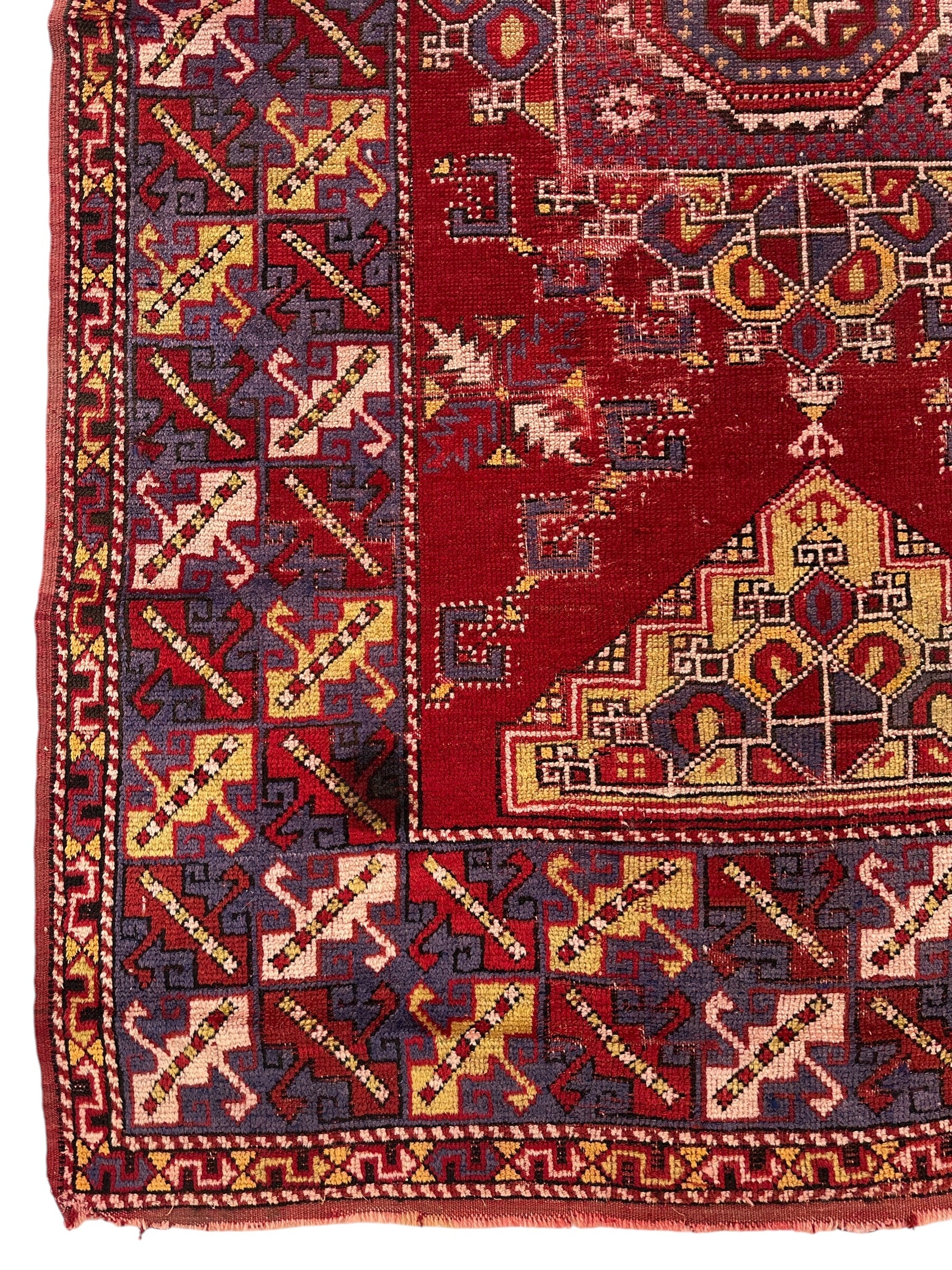 Dezgiri Anatolian Tribal Wool Rug – 5’x8’– Hand-Knotted Red Medallion Rug with Geometric Motifs - Tampa Home & Garden Store