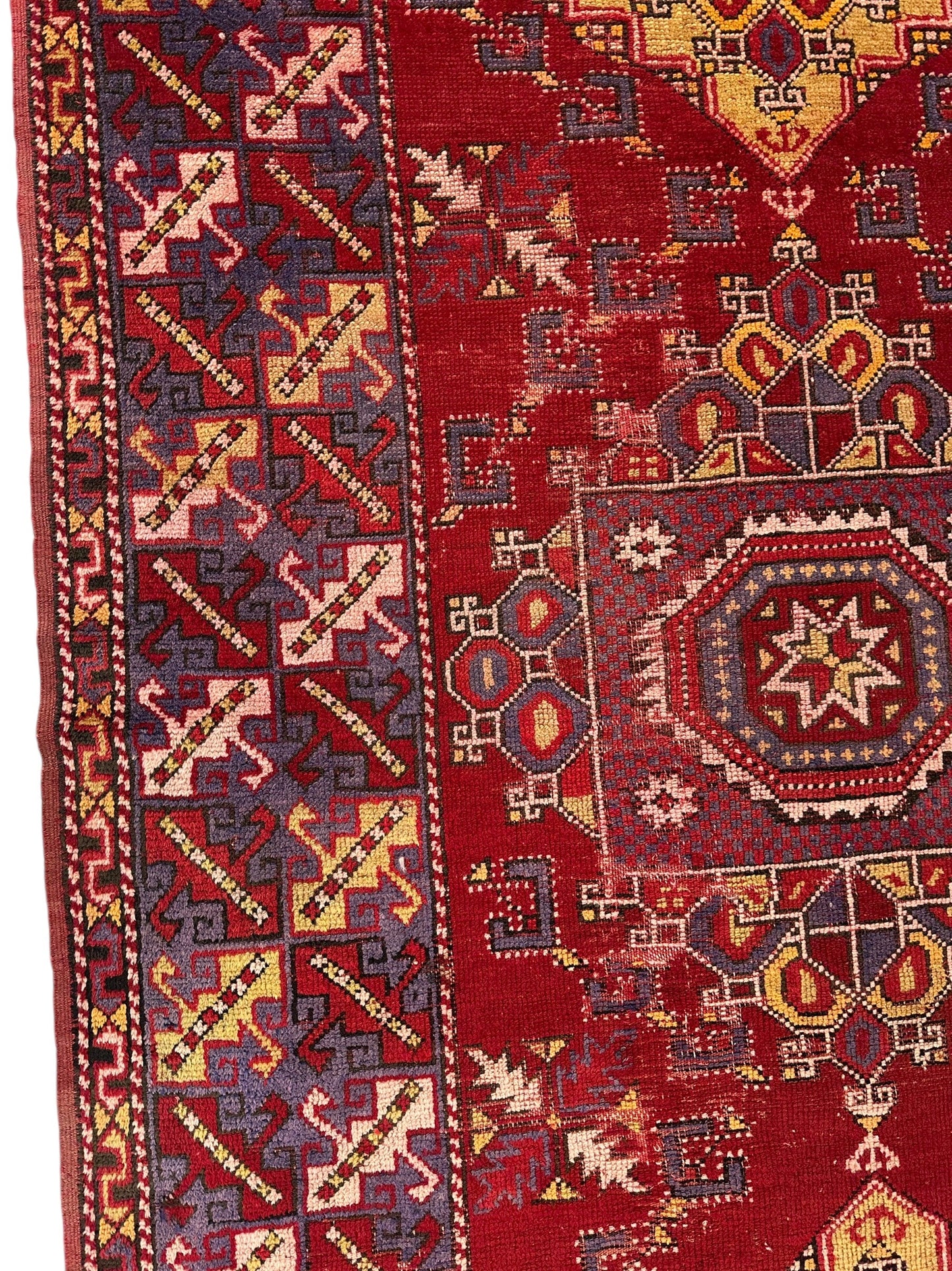 Dezgiri Anatolian Tribal Wool Rug – 5’x8’– Hand-Knotted Red Medallion Rug with Geometric Motifs - Tampa Home & Garden Store