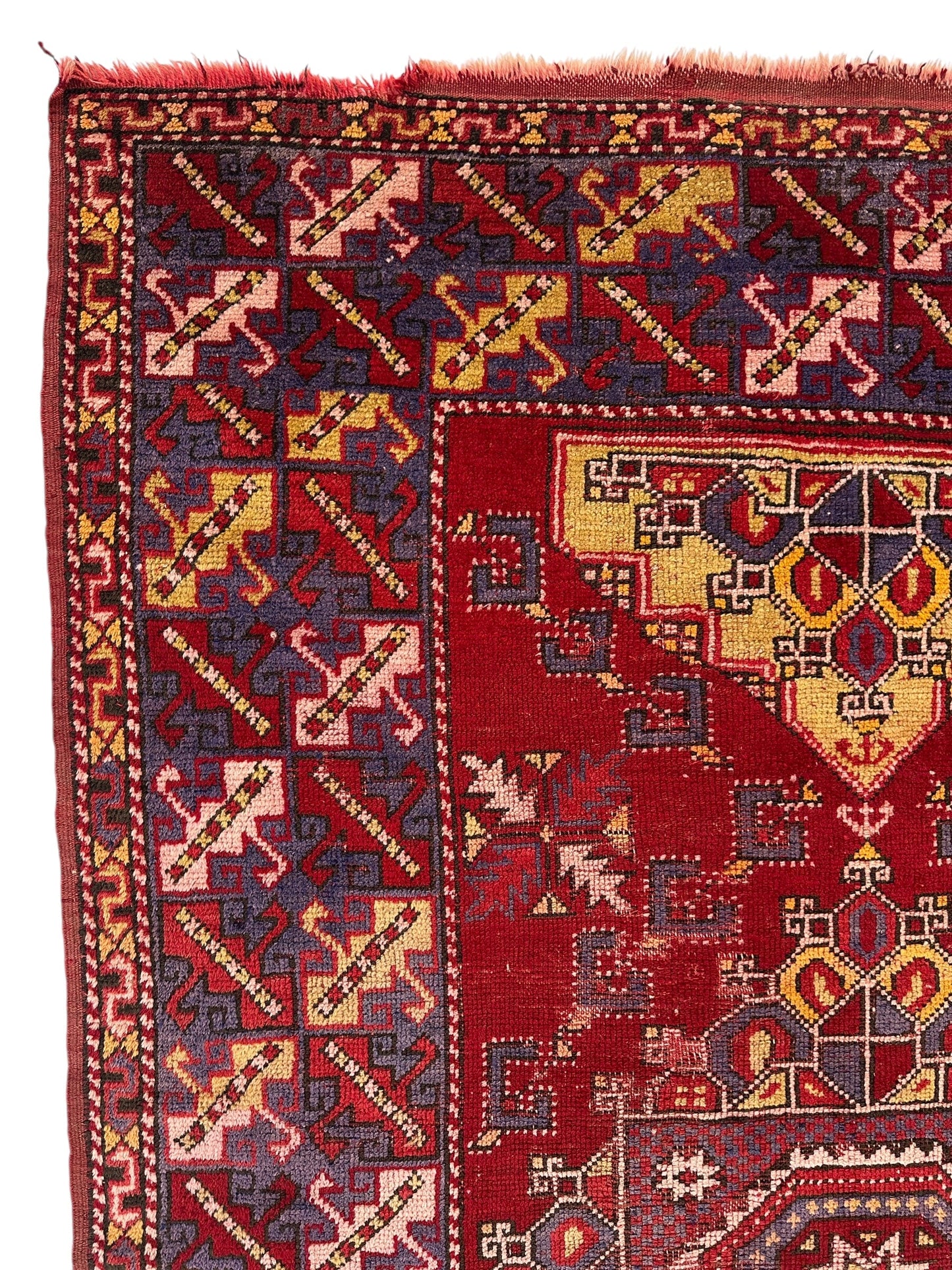 Dezgiri Anatolian Tribal Wool Rug – 5’x8’– Hand-Knotted Red Medallion Rug with Geometric Motifs - Tampa Home & Garden Store